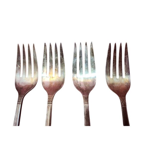 National Silver Co Calvalcade Salad Forks Set of 4 Silverplate 6" 1946 Vintage - Picture 4 of 8